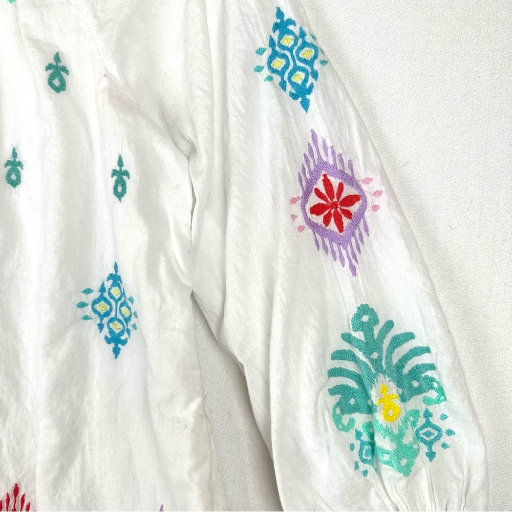 Tommy Bahama Watercolor Cotton-Voile Embroidered Split Neck Dress Resort Beach - Picture 5 of 11